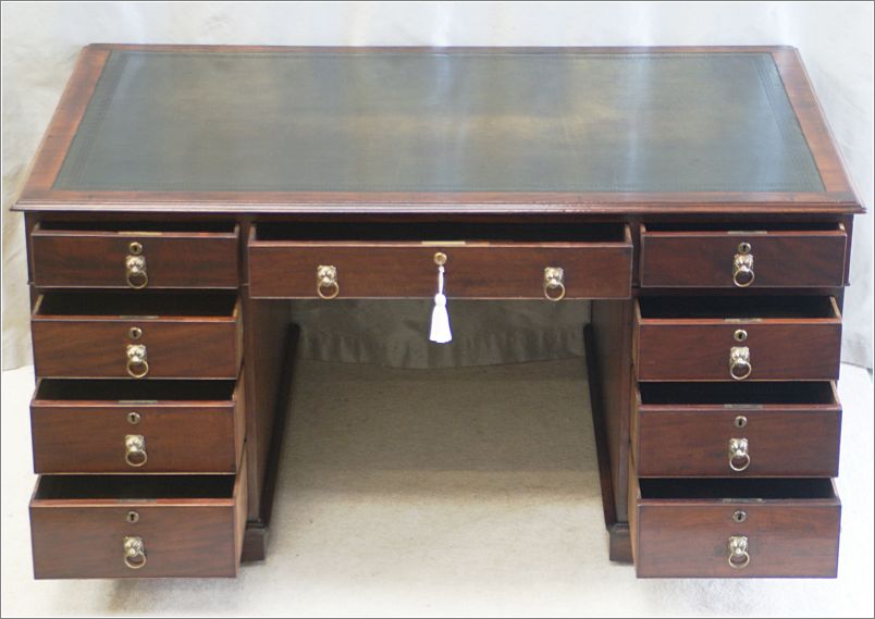 1030 Antique Georgian Mahogany Partners Desk (4)